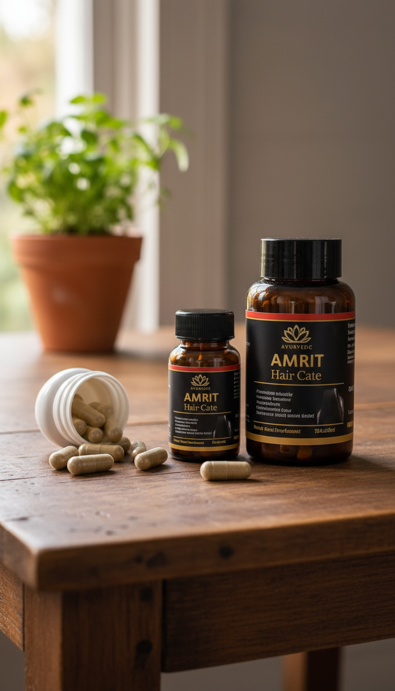 Ayurvedic 💚 Amrit In Hair 2Capsule& 2 Shampoo – Thicker, Stronger, Healthier Hair Naturally! 💫